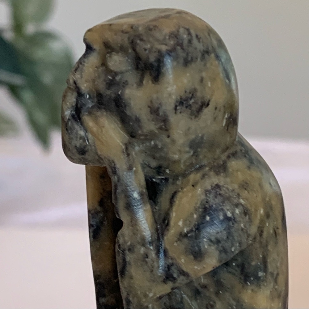 Vintage Speak no Evil Soapstone Monkey Figurine Stone Carving Hand Carved Animal